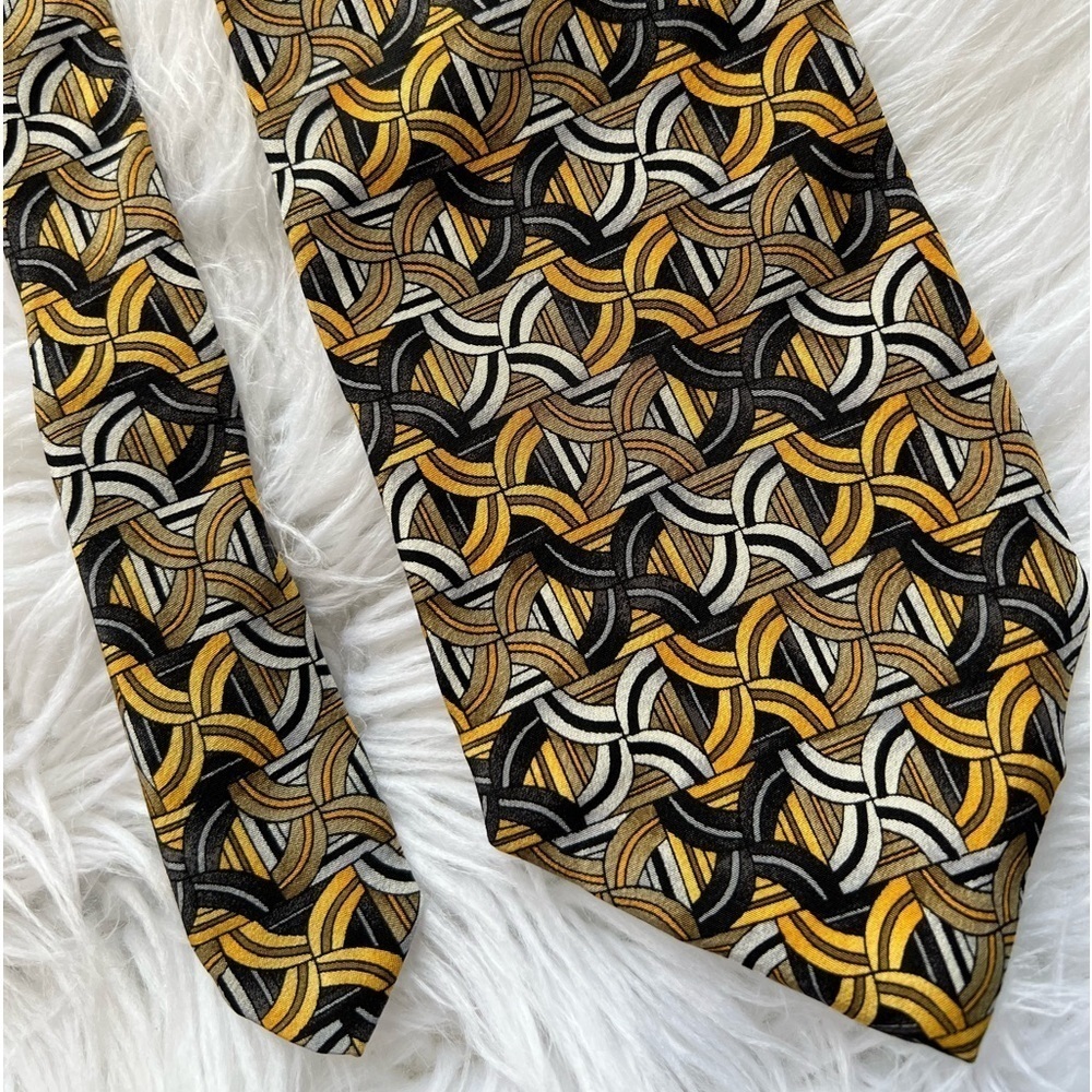Vintage J. Garcia Gold Black Silk Tie 55”
